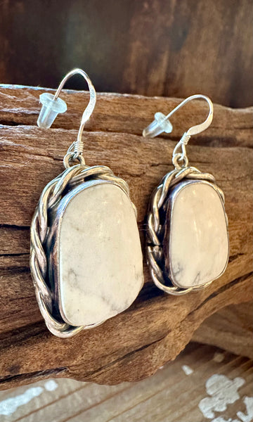 WHITE BUFFALO Turquoise Sterling Silver Earrings