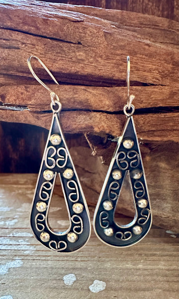 SILVER SCROLL DROPS Mexican Earrings