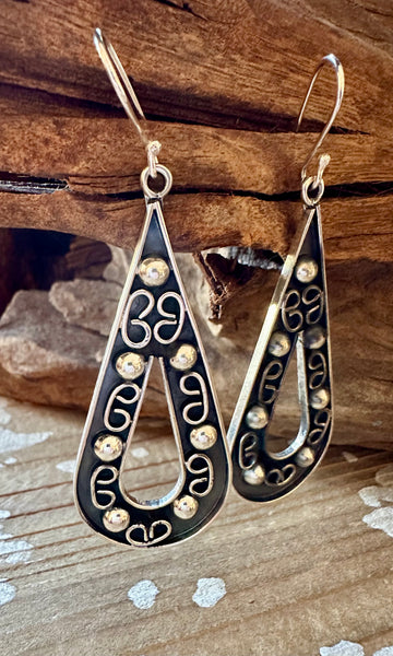 SILVER SCROLL DROPS Mexican Earrings