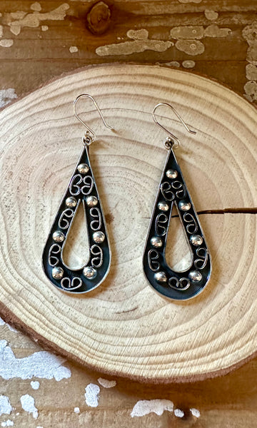 SILVER SCROLL DROPS Mexican Earrings