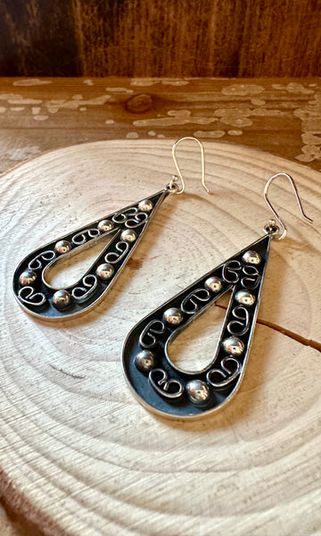 SILVER SCROLL DROPS Mexican Earrings