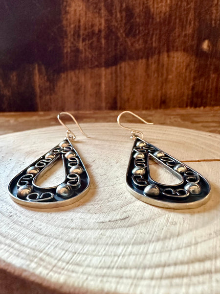 SILVER SCROLL DROPS Mexican Earrings