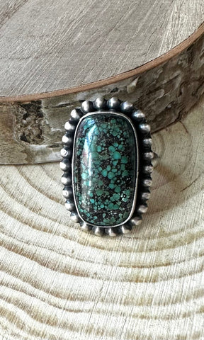S SKEETS Navajo Turquoise and Silver Ring, size 5