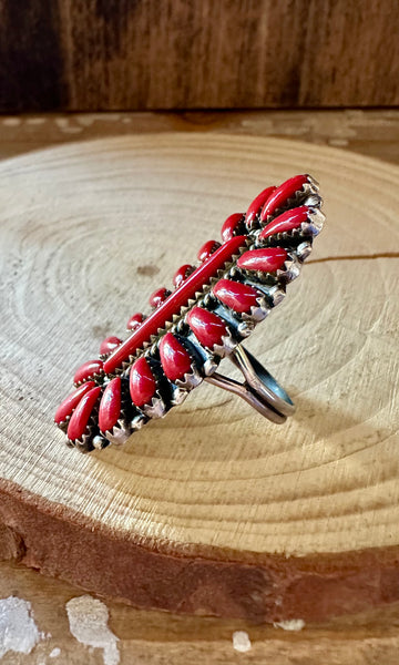 SUNBEAM RED HOWLITE & Silver Navajo Ring • Size 6 & 7 3/4