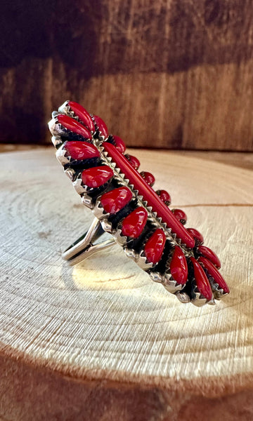SUNBEAM RED HOWLITE & Silver Navajo Ring • Size 6 & 7 3/4
