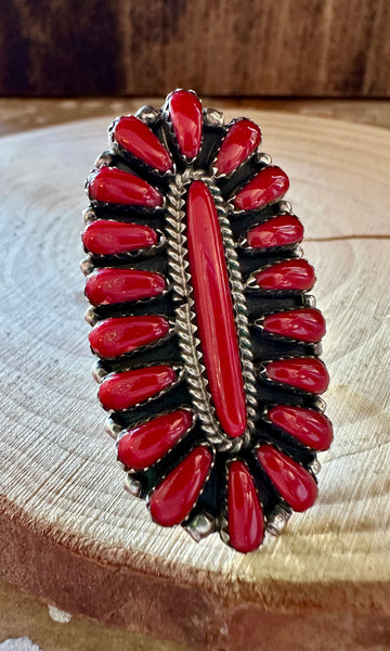 SUNBEAM RED HOWLITE & Silver Navajo Ring • Size 6 & 7 3/4