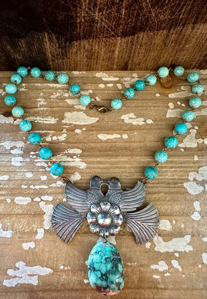 TARA GASPARIAN Lovebirds Turquoise Necklace Strand • 96.5 g