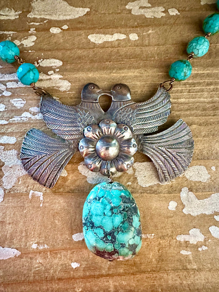 TARA GASPARIAN Lovebirds Turquoise Necklace Strand • 96.5 g