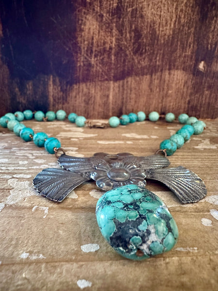 TARA GASPARIAN Lovebirds Turquoise Necklace Strand • 96.5 g