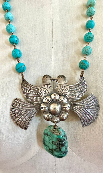 TARA GASPARIAN Lovebirds Turquoise Necklace Strand • 96.5 g