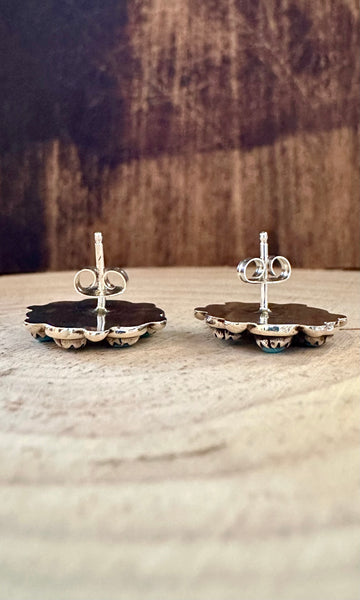 SMALL TURQUOISE PINWHEEL Sterling Silver Stud Earrings