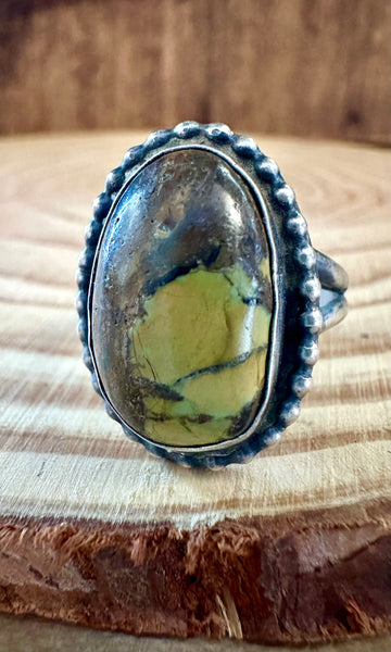VINTAGE JURRASIC PARK Sterling Silver and Turquoise Ring • Size 8 1/2