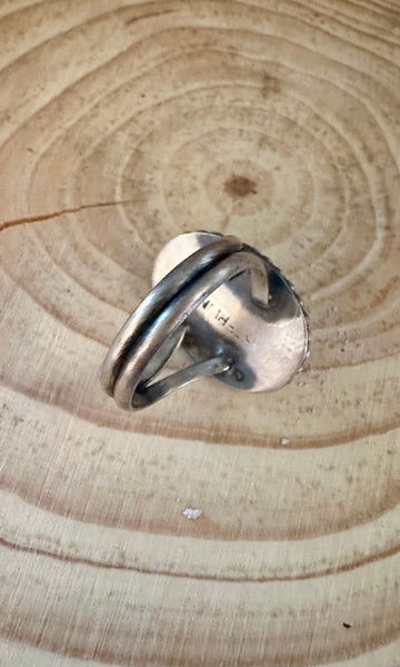 VINTAGE JURRASIC PARK Sterling Silver and Turquoise Ring • Size 8 1/2