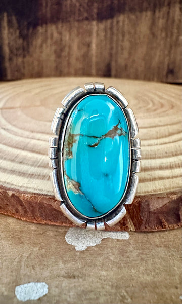 MERLE HOUSE NAVAJO Turquoise and Sterling Silver Ring • Size 5