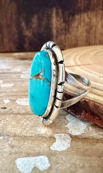 MERLE HOUSE NAVAJO Turquoise and Sterling Silver Ring • Size 5