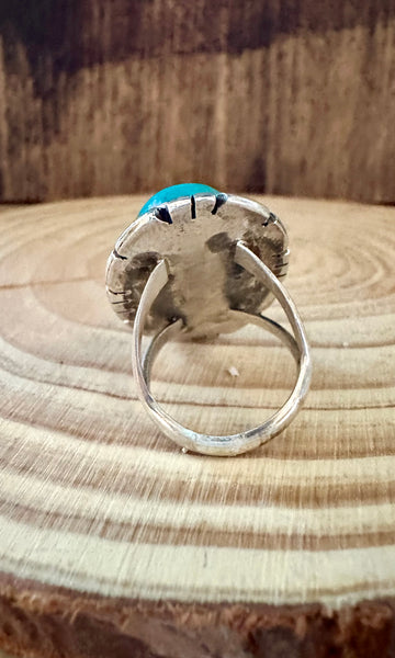 MERLE HOUSE NAVAJO Turquoise and Sterling Silver Ring • Size 5