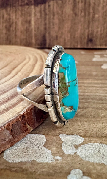 MERLE HOUSE NAVAJO Turquoise and Sterling Silver Ring • Size 5