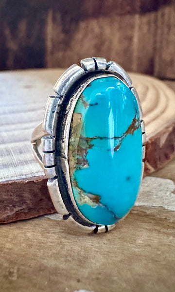 MERLE HOUSE NAVAJO Turquoise and Sterling Silver Ring • Size 5