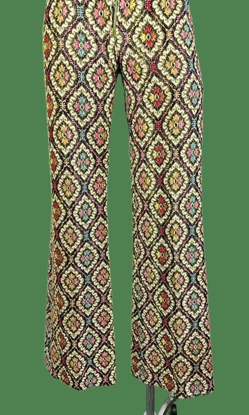 TAPESTRY PANTS Vintage 60s Bell Bottoms • Small