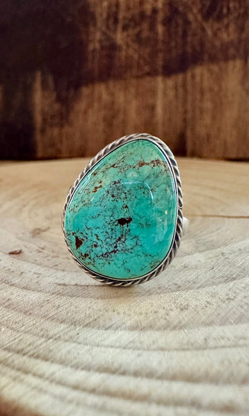 SHERYL MARTINEZ Thunder Mt. Adjustable Turquoise Ring • 8 1/2 Adj.