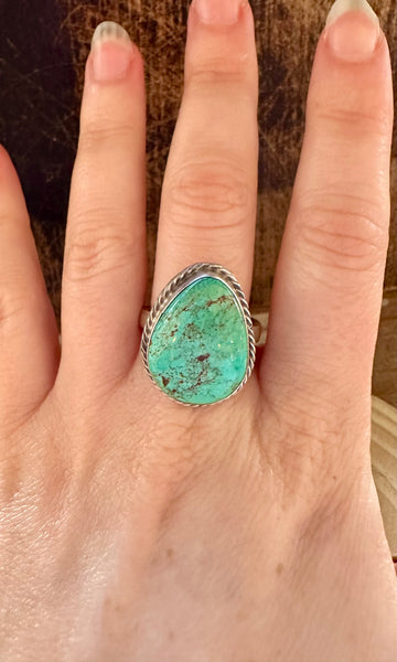 SHERYL MARTINEZ Thunder Mt. Adjustable Turquoise Ring • 8 1/2 Adj.