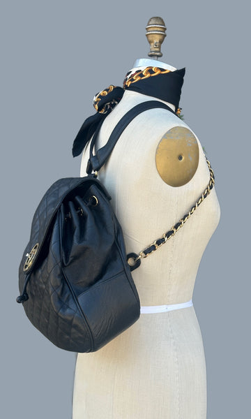 CHANEL 80s 90s Lambskin Quilted Leather Cavier Backpack