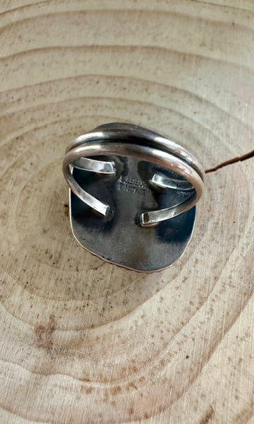 S SKEETS TURQUOISE and Sterling Silver Ring • Size 6