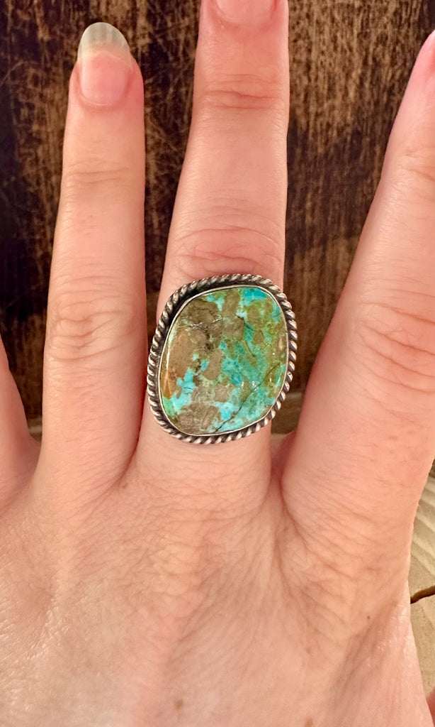 S SKEETS TURQUOISE and Sterling Silver Ring • Size 6