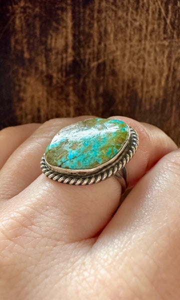 S SKEETS TURQUOISE and Sterling Silver Ring • Size 6
