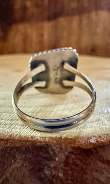 POINTED SQUARE TURQUOISE Sterling Silver Ring • Size 8