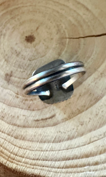 POINTED SQUARE TURQUOISE Sterling Silver Ring • Size 8