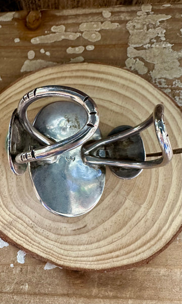 LIZARD JASPER Vintage 70s Silver and Green Cuff • 108g