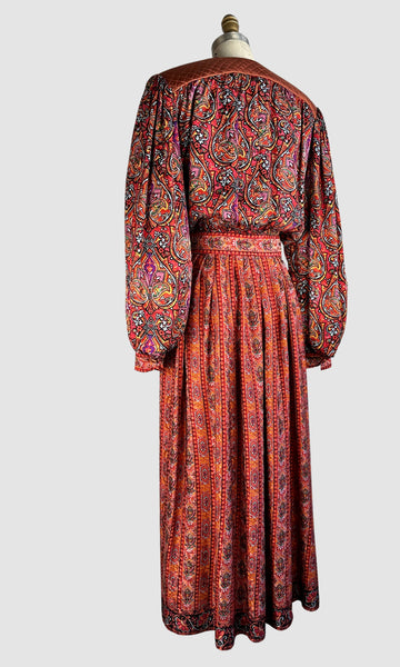 OSCAR De LA RENTA Miss O 80s Silk  Blouse and Skirt • Small / Medium