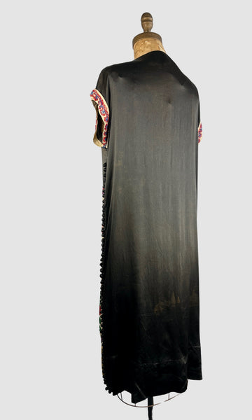 THE BEAD GENERATION  20s Beaded Silk Dress with Jewel Tone Beads • Medium