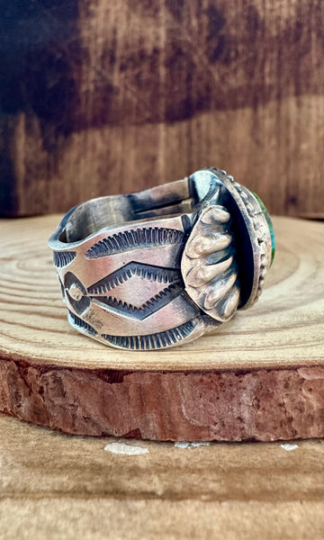 TILLIE JOHN Round Navajo SS Sonoran Gold Mens Ring • Size 11