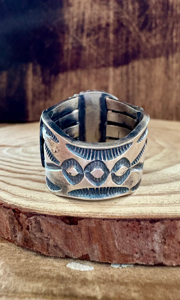 TILLIE JOHN Round Navajo SS Sonoran Gold Mens Ring • Size 11