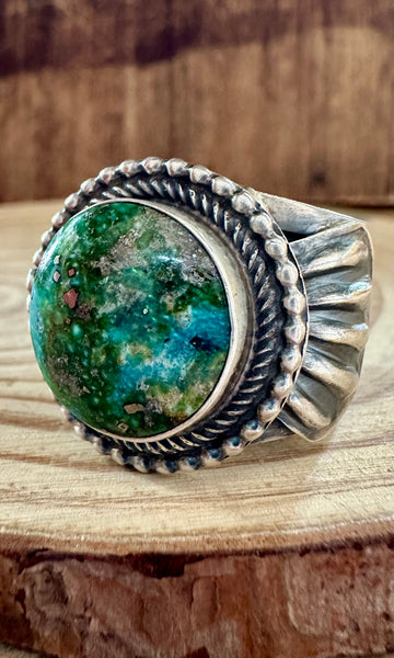 TILLIE JOHN Round Navajo SS Sonoran Gold Mens Ring • Size 11