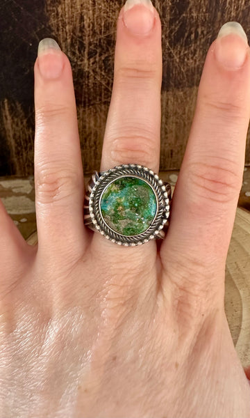 TILLIE JOHN Round Navajo SS Sonoran Gold Mens Ring • Size 11