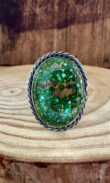 TILLIE JOHN Oval Navajo SS Sonoran Gold Mens Ring • Size 9 1/2