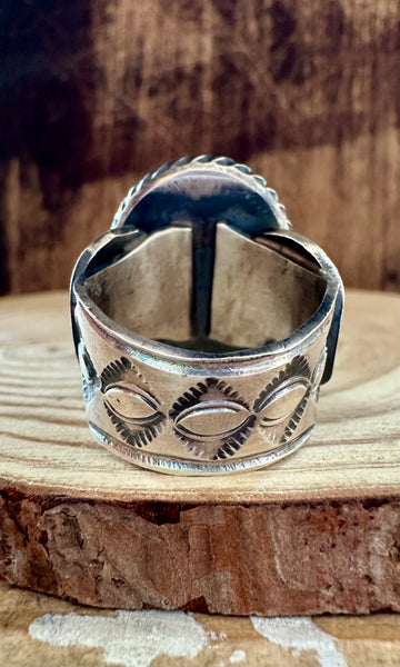 TILLIE JOHN Oval Navajo SS Sonoran Gold Mens Ring • Size 9 1/2