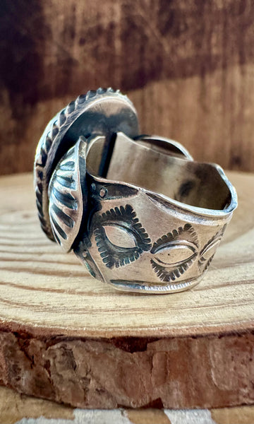 TILLIE JOHN Oval Navajo SS Sonoran Gold Mens Ring • Size 9 1/2
