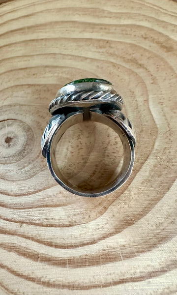 TILLIE JOHN Oval Navajo SS Sonoran Gold Mens Ring • Size 9 1/2