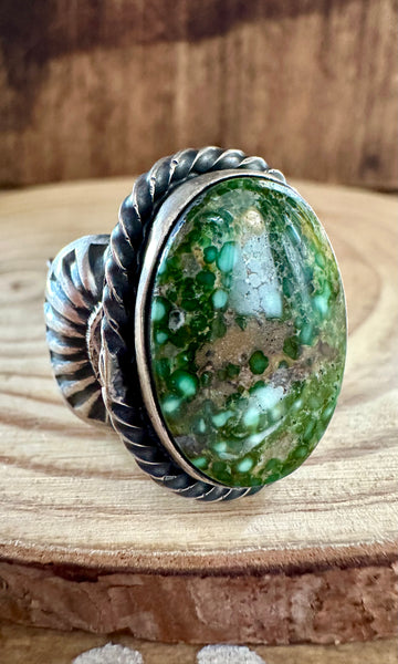 TILLIE JOHN Oval Navajo SS Sonoran Gold Mens Ring • Size 9 1/2