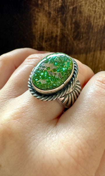 TILLIE JOHN Oval Navajo SS Sonoran Gold Mens Ring • Size 9 1/2