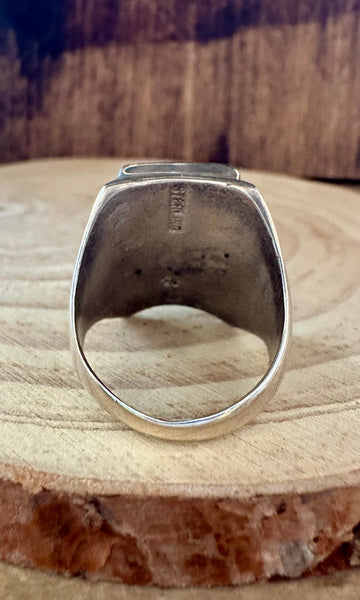 TURQUOISE SUN RAYS Lapis and Silver Mens Ring • Size 10