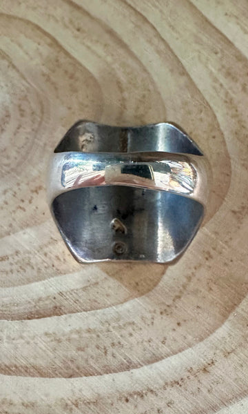 TURQUOISE SUN RAYS Lapis and Silver Mens Ring • Size 10