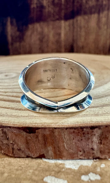 TRIPLE SQUARE SHADOWBOX Reed Charley Turquoise Silver Mens Ring • Multiple Sizes