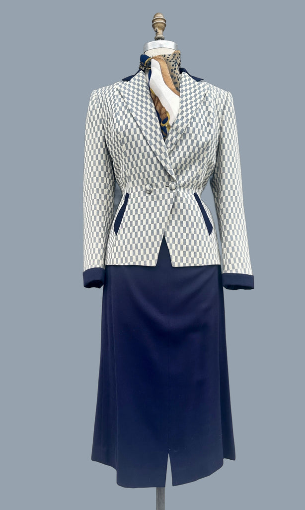 DAVID GAINES 1940s Gabardine Check Two Tone Suit  • Sm/Med