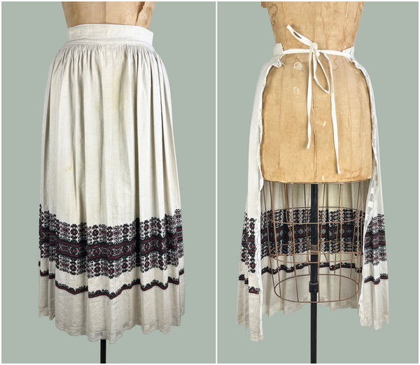 NICE FOLKS East European Hand Embroidered Apron • Open Size