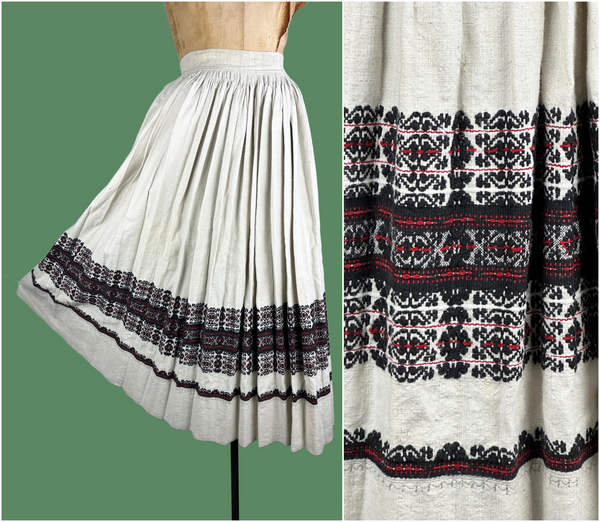 NICE FOLKS East European Hungarian Hand Embroidered Folk Skirt  • Medium